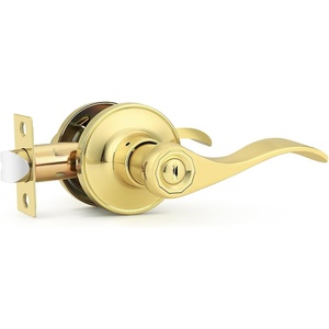 image:imageProbrico Polished Chrome Door Handles Privacy Door Lever Interior Chrome Door Lever for Bedroom Bathroom Keyless Interior Door Handle with Lock Wave Style 6 PackPolished Brass