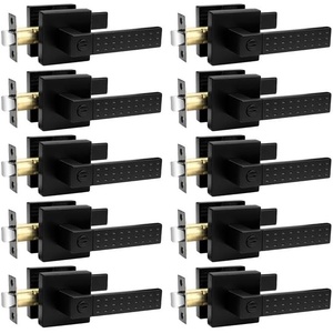 image:imageProbrico Privacy Black Door Handle NonSlip Grip Heavy Duty Interior Door Handles for Bathroom Bedroom with Lock Square Knob Lockset for Left and Right Handed Doors 10 Pack