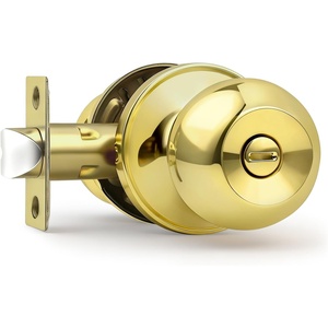 image:imageProbrico Privacy Interior Door Knobs Bed and Bath Handle Levers Keyless Brushed Nickel Lockset 6 PackPolished Brass