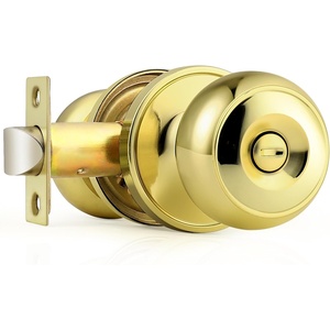 image:imageProbrico Privacy Interior Door Knobs Bed and Bath Handles Keyless Sain Nickel Locksets 6 PackPolished Brass