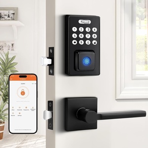 image:imageProbrico Smart Door Lock for Front Door Keypad Lock with Handle Lever Fingerprint Deadbolt Door Lock with Code Keyless Deadbolt Lock with Handle Black Smart Deadbolt Lock APP Passcode Auto Lock