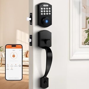 image:imageProbrico Smart Keyless Entry Door Lock DeadboltFront Door Handleset with Fingerprint Deadbolt Electronic Digital Keypad Deadbolt Lock with HandleAppAutoLockingBlackBlack