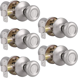 image:imageProbrico Tulip Style Passage Door Knobs Hall Closet NonLocking Handles Keyless Interior Door Handlesets in Brushed Nickel Without Key 5 Pack