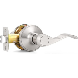 image:imageProbrico Wave Shape Passage Door Lever Satin Nickel Keyless Handle for Hall and Closet Interior NonLocking Leverset Handleset Hardware Reversible for Right and Left Handed Doors 1 PackSatin Nickel