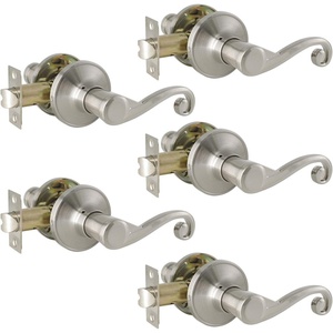 image:imageProbrico Wave Style HallCloset Door Levers Satin Nickel Passage Door Levers NonLocking Interior Handles Contractor Pack 5 Pack