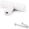 image:imageProbrico 10 Pack White Cabinet Knobs 2 Overall Length Single Hole Kitchen Bathroom Cabinet Handles Euro T Bar Knobs Modern Cabinet Hardware Cupboard Drawer Closet Handle Pulls