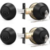 image:imageProbrico 2 Pack Black Double Cylinder Deadbolt Lock Round Keyed Both Side Door LockKeyed AlikeBlack