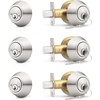 image:imageProbrico 2 Pack Black Double Cylinder Deadbolt Lock Round Keyed Both Side Door LockKeyed AlikeBrushed Nickel