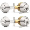 image:imageProbrico 2 Pack Black Double Cylinder Deadbolt Lock Round Keyed Both Side Door LockKeyed AlikeBrushed Nickel