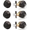 image:imageProbrico 2 Pack Black Double Cylinder Deadbolt Lock Round Keyed Both Side Door LockKeyed AlikeOil Rubbed Bronze