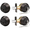 image:imageProbrico 2 Pack Black Double Cylinder Deadbolt Lock Round Keyed Both Side Door LockKeyed AlikeOil Rubbed Bronze