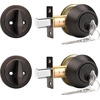 image:imageProbrico 2 Pack Oil Rubbed Bronze Single Cylinder Deadbolt Lock Set Keyed One Side Door Lock for Exterior and Interior Door All Keyed AlikeOil Rubbed Bronze