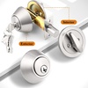 image:imageProbrico 2 Pack Oil Rubbed Bronze Single Cylinder Deadbolt Lock Set Keyed One Side Door Lock for Exterior and Interior Door All Keyed AlikeSatin Nickel