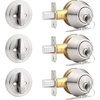 image:imageProbrico 2 Pack Oil Rubbed Bronze Single Cylinder Deadbolt Lock Set Keyed One Side Door Lock for Exterior and Interior Door All Keyed AlikeSatin Nickel