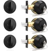 image:imageProbrico 3 Pack Keyed Alike Combo Packs Single Cylinder Deadbolts Brushed Nickel Keyway Keys Handleset 3 Keys AntiTheft Interioramp Exterior Door Hardware for Entrance Lock and Front GateBlack