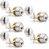 image:imageProbrico 3 Pack Keyed Alike Combo Packs Single Cylinder Deadbolts Brushed Nickel Keyway Keys Handleset 3 Keys AntiTheft Interioramp Exterior Door Hardware for Entrance Lock and Front GateBrushed Nickel