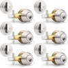 image:imageProbrico 3 Pack Keyed Alike Combo Packs Single Cylinder Deadbolts Brushed Nickel Keyway Keys Handleset 3 Keys AntiTheft Interioramp Exterior Door Hardware for Entrance Lock and Front GateBrushed Nickel