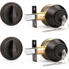 image:imageProbrico 3 Pack Keyed Alike Combo Packs Single Cylinder Deadbolts Brushed Nickel Keyway Keys Handleset 3 Keys AntiTheft Interioramp Exterior Door Hardware for Entrance Lock and Front GateOil Rubbed Bronze