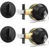 image:imageProbrico 3 Pack Keyed Alike Combo Packs Single Cylinder Deadbolts Brushed Nickel Keyway Keys Handleset 3 Keys AntiTheft Interioramp Exterior Door Hardware for Entrance Lock and Front GateBlack