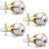 image:imageProbrico 3 Pack Keyed Alike Combo Packs Single Cylinder Deadbolts Brushed Nickel Keyway Keys Handleset 3 Keys AntiTheft Interioramp Exterior Door Hardware for Entrance Lock and Front GateBrushed Nickel