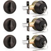 image:imageProbrico 3 Pack Keyed Alike Combo Packs Single Cylinder Deadbolts Brushed Nickel Keyway Keys Handleset 3 Keys AntiTheft Interioramp Exterior Door Hardware for Entrance Lock and Front GateOil Rubbed Bronze
