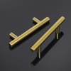 image:imageProbrico 5 Pack 3 Hole Centers Gold Cabinet Pulls Euro Bar Cabinet Hardware Kitchen Bathroom Cabinet Modern T Bar Dresser Pull Drawer Handles 5 Inch Overall Length