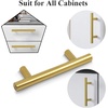 image:imageProbrico 5 Pack 3 Hole Centers Gold Cabinet Pulls Euro Bar Cabinet Hardware Kitchen Bathroom Cabinet Modern T Bar Dresser Pull Drawer Handles 5 Inch Overall Length