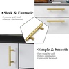 image:imageProbrico 5 Pack 3 Hole Centers Gold Cabinet Pulls Euro Bar Cabinet Hardware Kitchen Bathroom Cabinet Modern T Bar Dresser Pull Drawer Handles 5 Inch Overall Length