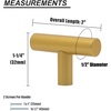 image:imageProbrico 5 Pack Single Hole Gold Cabinet Knobs Euro T Bar Cupboards Drawers Handles Brass Dresser Pulls 50mm2in Overall Length