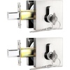 image:imageProbrico Black Double Cylinder DeadboltKeyed Both SideResidential Security Square Door Lock for Interior and Exterior2PackSatin Nickel