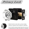 image:imageProbrico Crystal Door Knobs with Lock Octagon Shape Heavy Duty Glass Privacy Knobs for Bed and Bath with Black Round Rosette 2 Pack