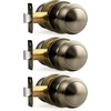 image:imageProbrico Interior Door Knob for Hallway Black Door Knobs Closet Door Knob Passage Door Knob with Round Ball Knob 6 PackAntique Brass