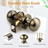 image:imageProbrico Interior Door Knob for Hallway Black Door Knobs Closet Door Knob Passage Door Knob with Round Ball Knob 6 PackAntique Brass