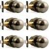 image:imageProbrico Interior Door Knob for Hallway Black Door Knobs Closet Door Knob Passage Door Knob with Round Ball Knob 6 PackAntique Brass