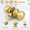 image:imageProbrico Interior Door Knob for Hallway Black Door Knobs Closet Door Knob Passage Door Knob with Round Ball Knob 6 PackBrushed Brass