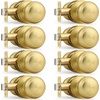 image:imageProbrico Interior Door Knob for Hallway Black Door Knobs Closet Door Knob Passage Door Knob with Round Ball Knob 6 PackBrushed Brass