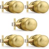 image:imageProbrico Interior Door Knob for Hallway Black Door Knobs Closet Door Knob Passage Door Knob with Round Ball Knob 6 PackBrushed Brass