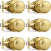 image:imageProbrico Interior Door Knob for Hallway Black Door Knobs Closet Door Knob Passage Door Knob with Round Ball Knob 6 PackBrushed Brass