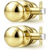 image:imageProbrico Interior Door Knob for Hallway Black Door Knobs Closet Door Knob Passage Door Knob with Round Ball Knob 6 PackPolished Brass