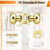 image:imageProbrico Interior Door Knob for Hallway Black Door Knobs Closet Door Knob Passage Door Knob with Round Ball Knob 6 PackPolished Brass