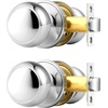 image:imageProbrico Interior Door Knob for Hallway Black Door Knobs Closet Door Knob Passage Door Knob with Round Ball Knob 6 PackPolished Chrome