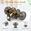 image:imageProbrico Interior Door Knob for Hallway Black Door Knobs Closet Door Knob Passage Door Knob with Round Ball Knob 6 PackSatin Gunmetal