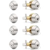 image:imageProbrico Keyed Alike Double Cylinder Deadbolt 2 Side Both Keyed Round Modern Contemporary Deadbolt Door Lock for Interior and Exterior Satin Nickel 2 PackBrushed Nickel
