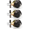 image:imageProbrico Keyed Alike Double Cylinder Deadbolt 2 Side Both Keyed Round Modern Contemporary Deadbolt Door Lock for Interior and Exterior Satin Nickel 2 PackOil Rubbed Bronze
