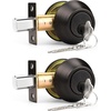 image:imageProbrico Keyed Alike Double Cylinder Deadbolt 2 Side Both Keyed Round Modern Contemporary Deadbolt Door Lock for Interior and Exterior Satin Nickel 2 PackOil Rubbed Bronze