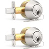 image:imageProbrico Keyed Alike Double Cylinder Deadbolt 2 Side Both Keyed Round Modern Contemporary Deadbolt Door Lock for Interior and Exterior Satin Nickel 2 PackBrushed Nickel