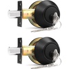 image:imageProbrico Keyed Alike Double Cylinder Deadbolt 2 Side Both Keyed Round Modern Contemporary Deadbolt Door Lock for Interior and Exterior Satin Nickel 2 PackBlack