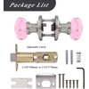 image:imageProbrico NonLocking Door Handles Interior for Hallway and Closet 5 Pack Crystal Door knobs Passage in Round Faceted Diamond Shape Heavy Duty Pink Glass Door Knob with Brushed Nickel Round Rosette