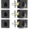 image:imageProbrico Satin Nickel Single Cylinder DeadboltKeyed One Side Deadbolt LockResidential Security Square Door Lock for Interior and Exterior2PackBlack