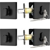 image:imageProbrico Satin Nickel Single Cylinder DeadboltKeyed One Side Deadbolt LockResidential Security Square Door Lock for Interior and Exterior2PackBlack